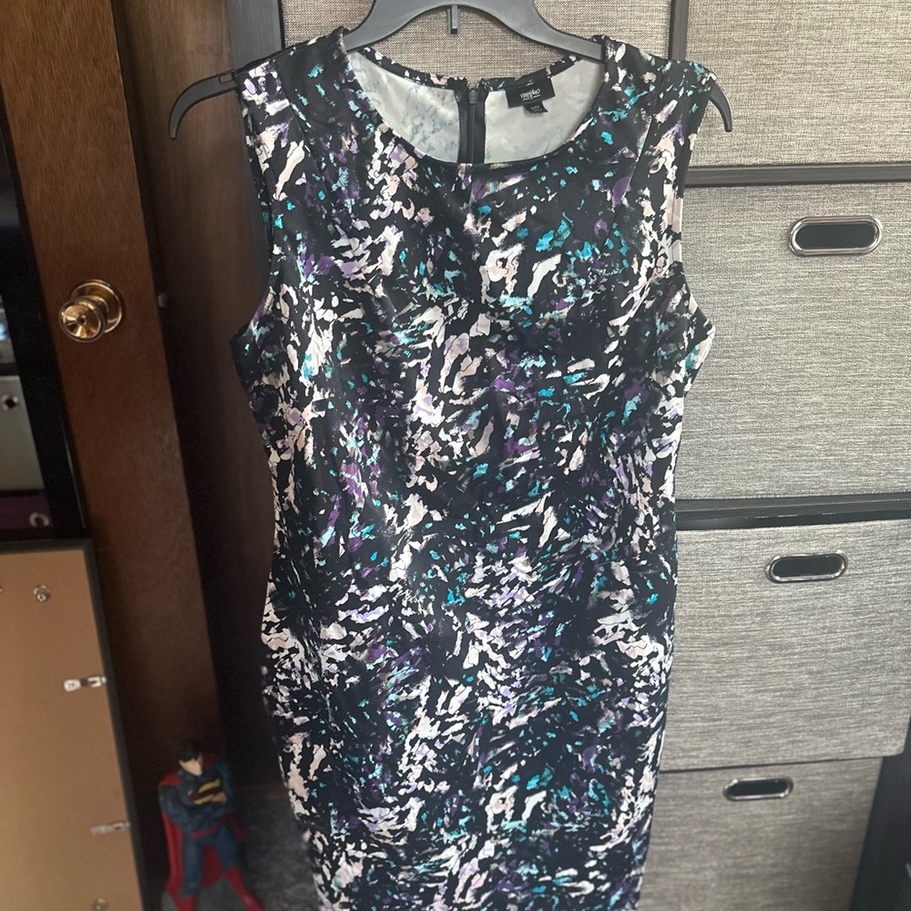 Mossimo Supply Co Black and White Abstract Sleeveless Sheath Dress